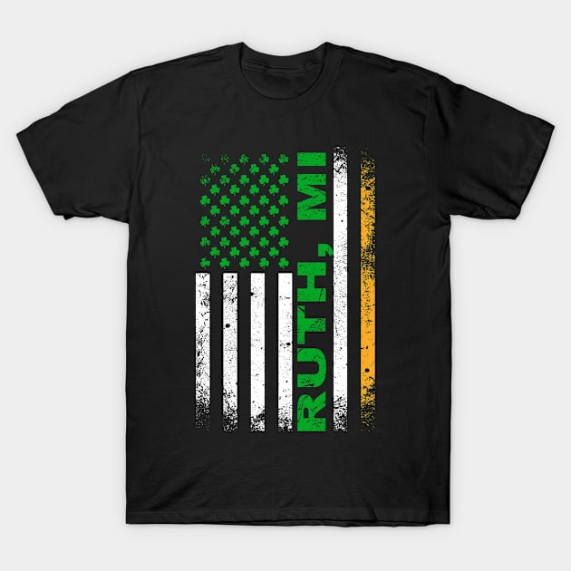 Irish American Flag RUTH, MI T-Shirt by Curry G